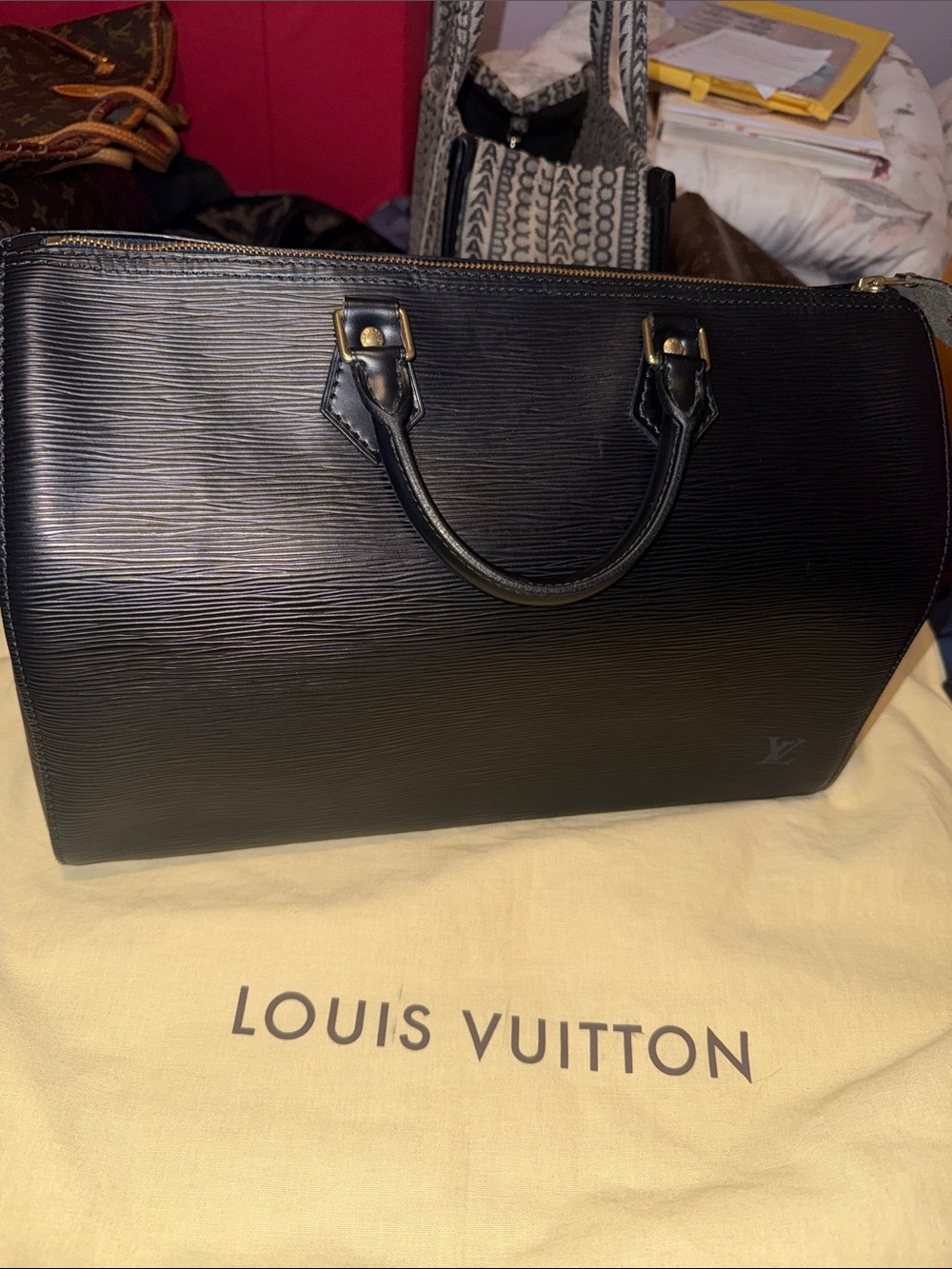 Louis Vuitton Black Epi Leather Top-Handle Satchel size 35 - awesome condition